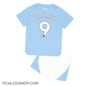 Manchester City Erling Haaland #9 Prima Maglia Bambino 2023-24 Manica Corta (+ Pantaloni corti)